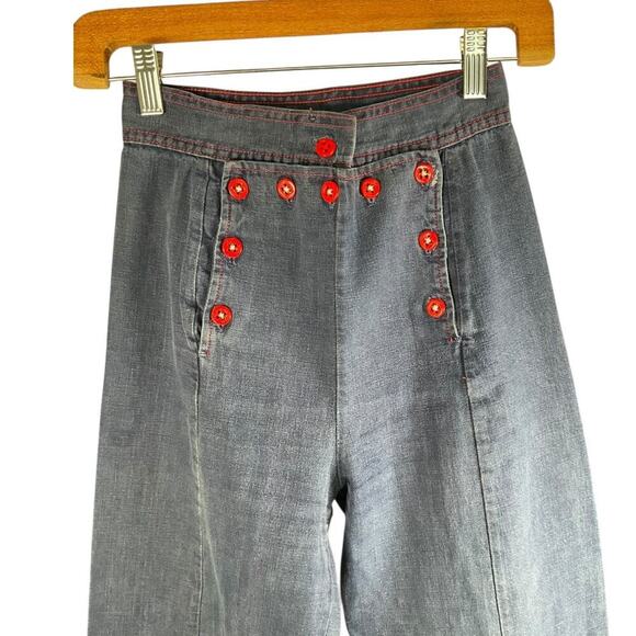 Vintage THERMO-JAC Bell Bottom Pants Full Button Front Light Wash Size 5 Groovy - Picture 11 of 13